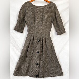 Vintage 50s Suzy Perette Wiggle Dress Size 10 Woven Wool True Vintage DAMAGED